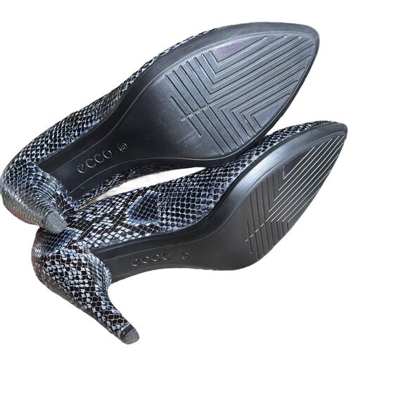 ECCO Danish Shape 75 Blue Black Snake Heels US 9.5 EU 40 - Picture 6 of 11